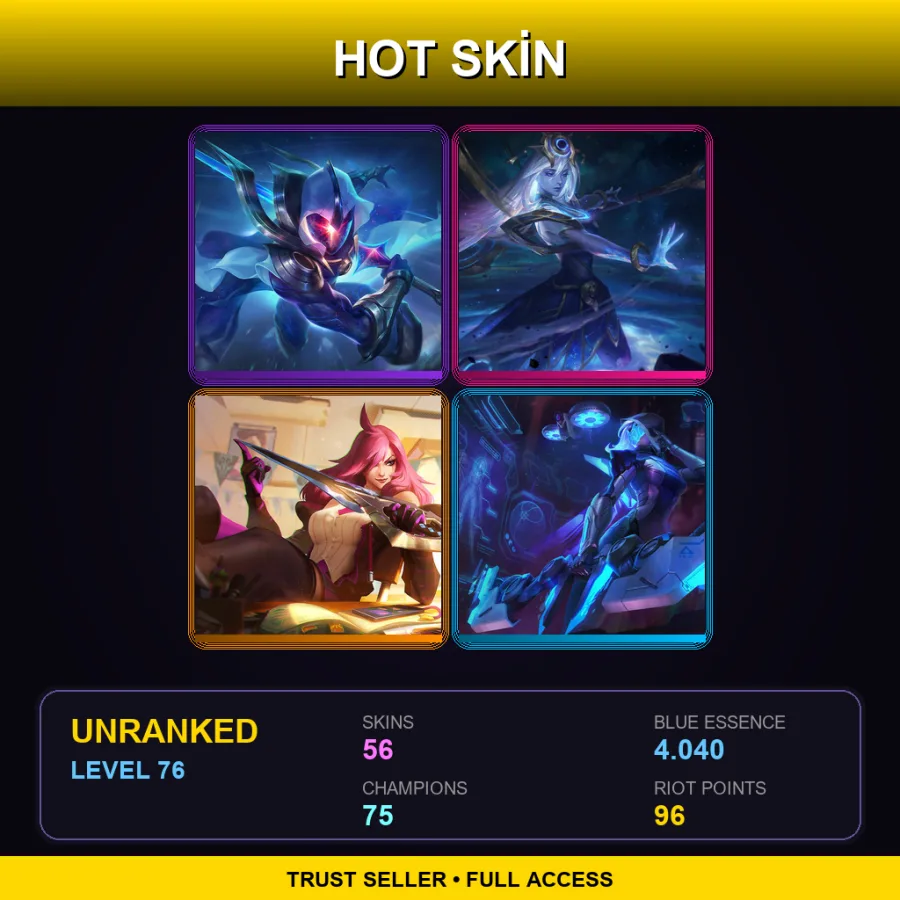 EUNE | Lv76 | Unranked | 56 Skin | 75 Champ