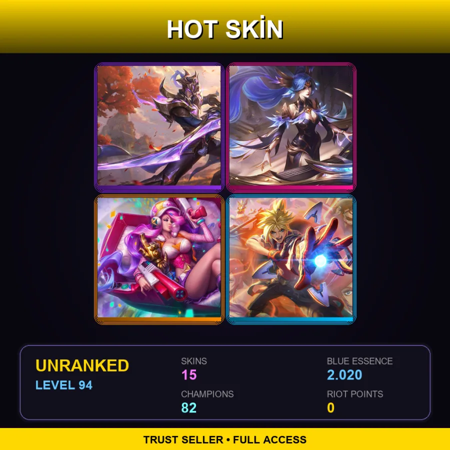 EUNE | Lv94 | Unranked | 15 Skin | 82 Champ — LoL account