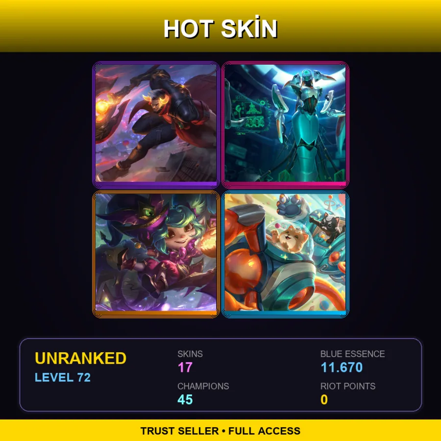 LAN | Lv72 | Unranked | 17 Skin | 45 Champ — LoL account