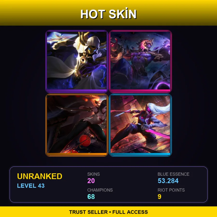 VN | Lv43 | Unranked | 20 Skin | 68 Champ