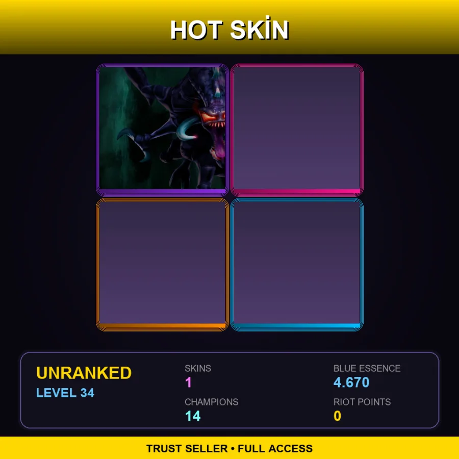 LAN | Lv34 | Unranked | 1 Skin | 14 Champ — LoL account