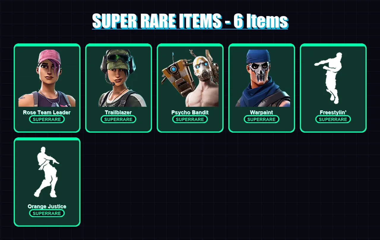 [PC] | Rose Team Leader | Trailblazer | Psycho Bandit | Warpaint | Carbide | 23 skin | 14 pickaxe | 14 emote | 14 glider | Lv115 — Fortnite account