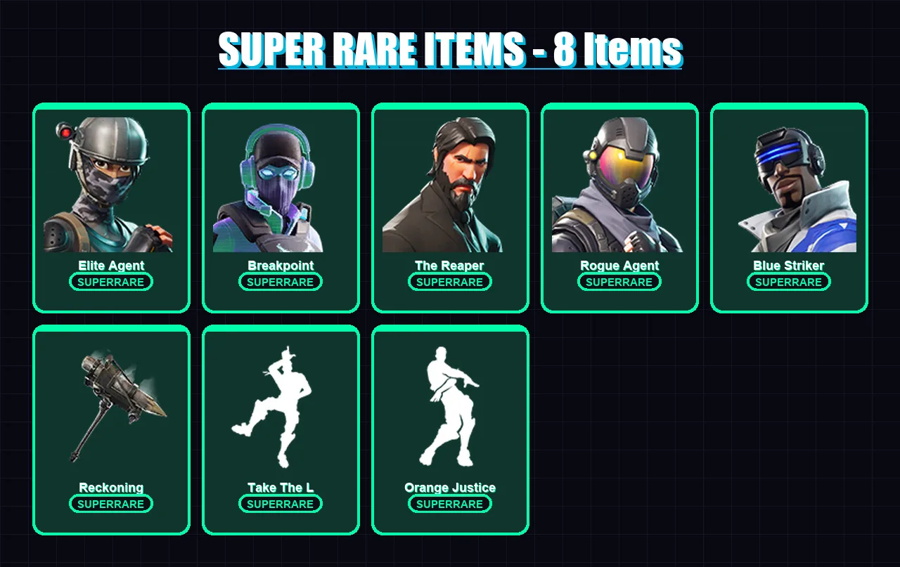 [PS4/PS5/XBOX/PC] | Elite Agent | Breakpoint | The Reaper | Rogue Agent | Blue Striker | 162 skin | 86 pickaxe | 83 emote | 88 glider | Lv1317