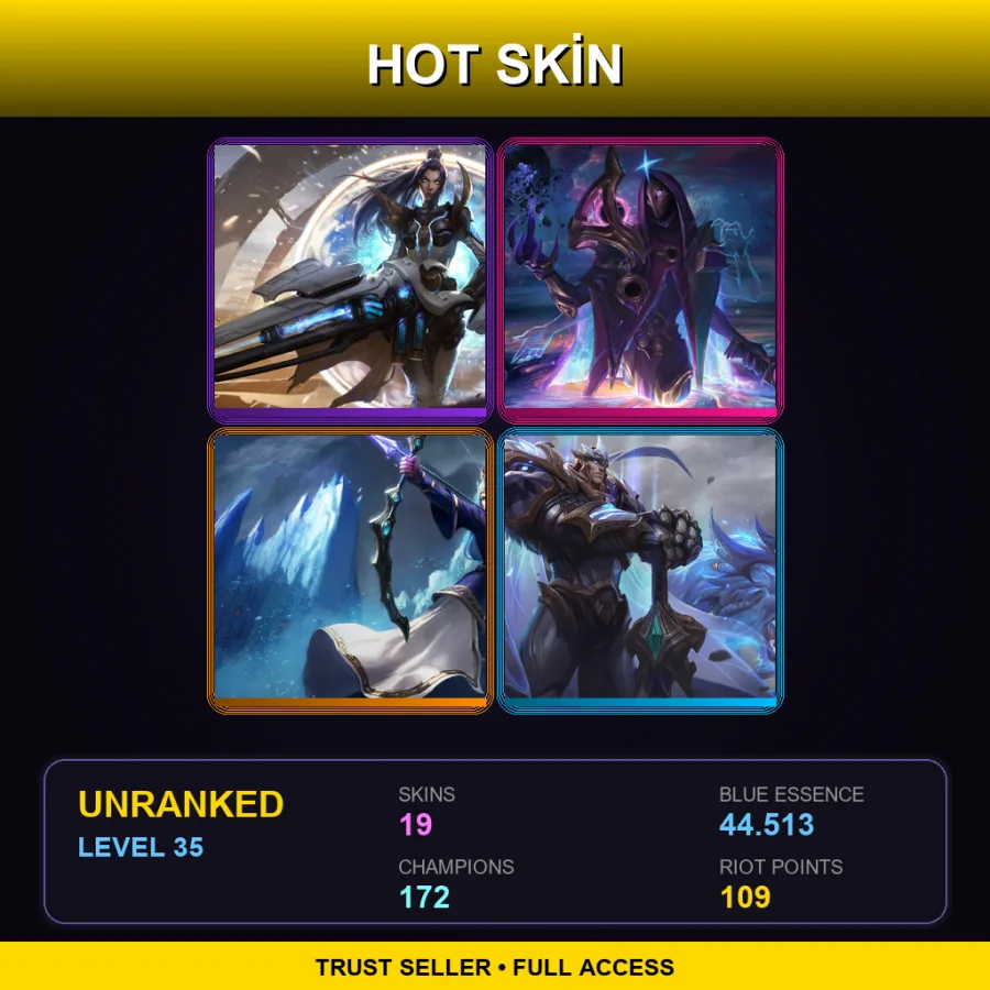 VN | Lv35 | Unranked | 19 Skin | 172 Champ