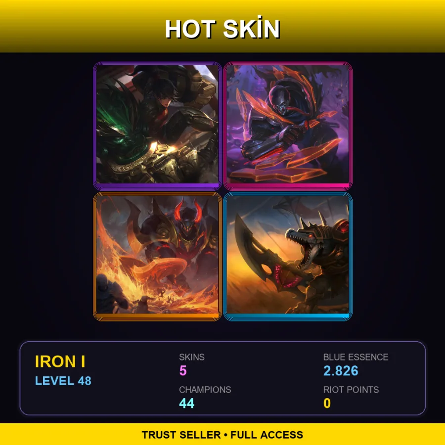 LAN | Lv48 | Iron I | 5 Skin | 44 Champ — LoL account