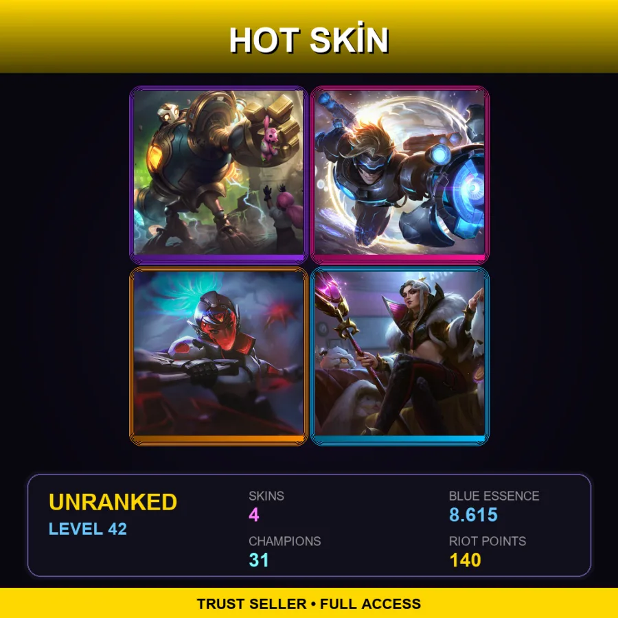 LAN | Lv42 | Unranked | 4 Skin | 31 Champ — Unranked / Smurf League of Legends