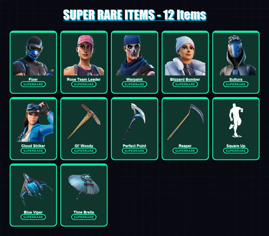 [PC/XBOX] | Fixer | Rose Team Leader | Warpaint | Blizzard Bomber | Sultura | 119 skin | 141 pickaxe | 162 emote | 104 glider | Lv1791 — Fortnite account