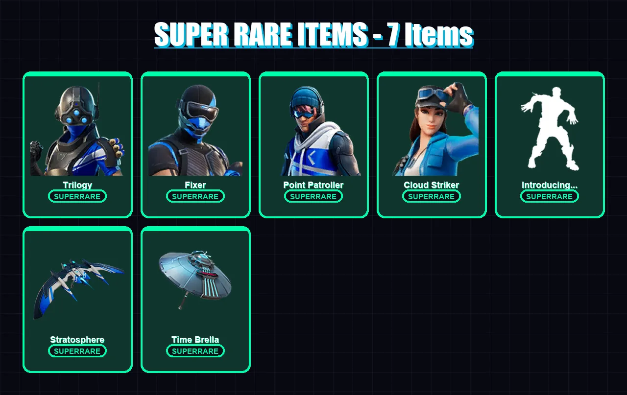 [PC] | Trilogy | Fixer | Point Patroller | Cloud Striker | Ronin | 155 skin | 168 pickaxe | 162 emote | 128 glider | Lv1770