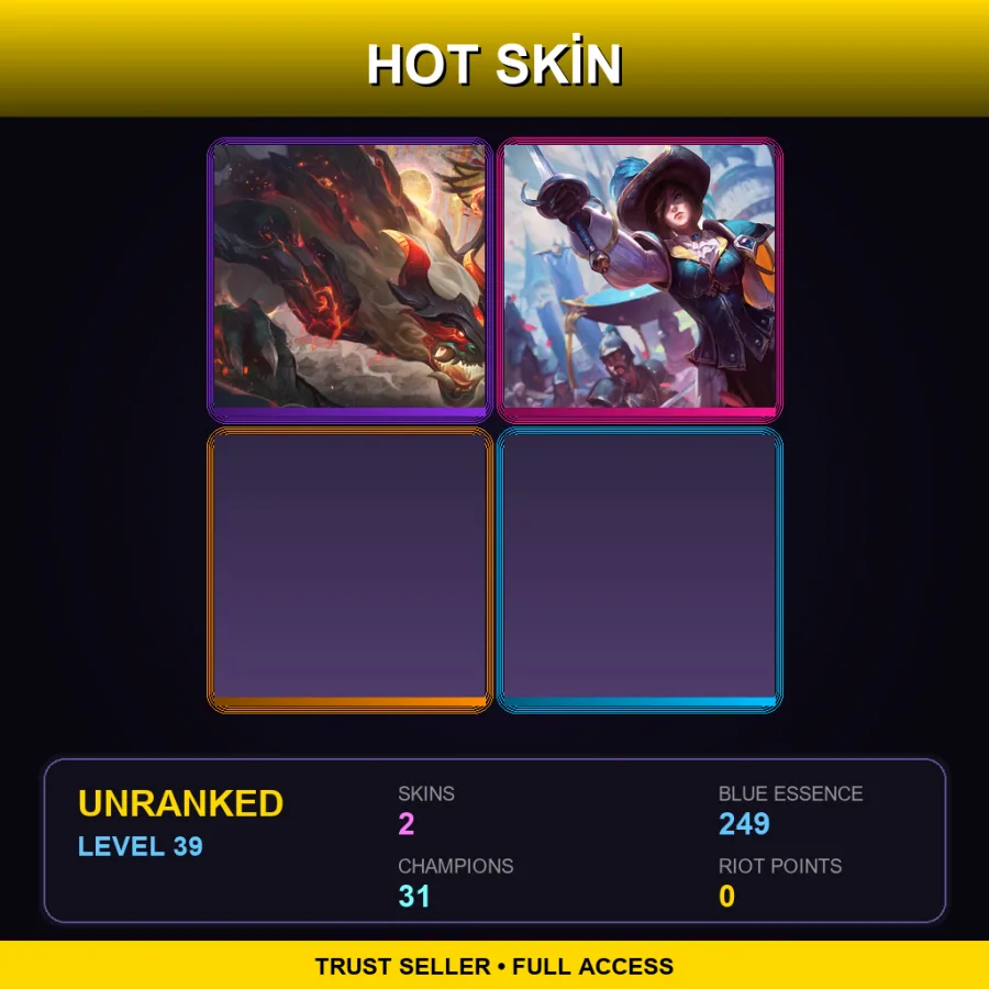 LAS | Lv39 | Unranked | 2 Skin | 31 Champ — LoL account