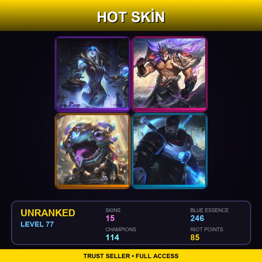 VN | Lv77 | Unranked | 15 Skin | 114 Champ