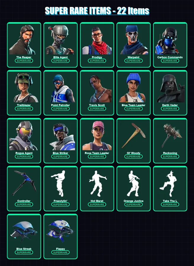[SWITCH/XBOX/PSN/PC] | Reflex | The Reaper | Elite Agent | Prodigy | Warpaint | 188 skin | 112 pickaxe | 96 emote | 89 glider | Lv971