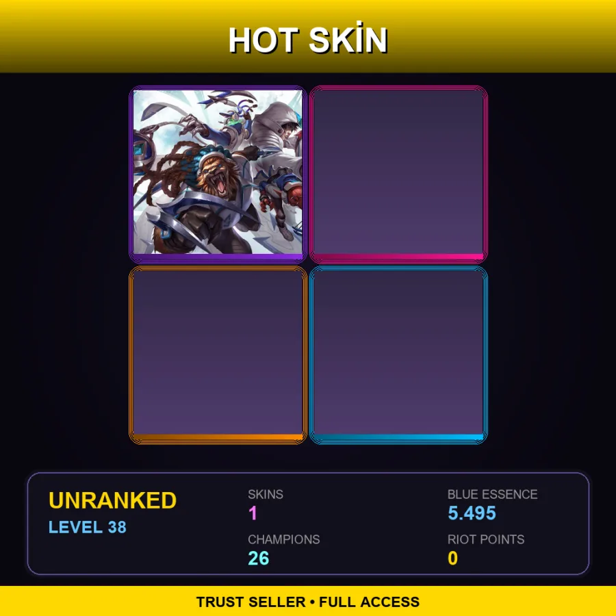 EUW | Lv38 | Unranked | 1 Skin | 26 Champ — LoL account