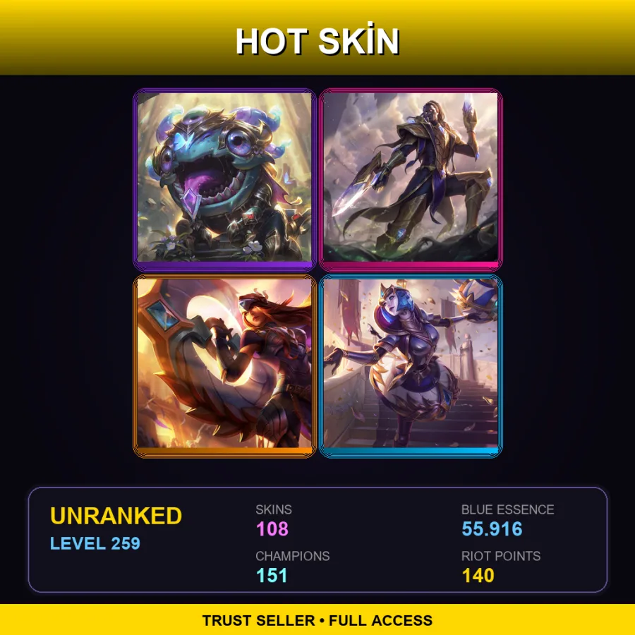 TR | Lv259 | Unranked | 108 Skin | 151 Champ — Bioforge Darius