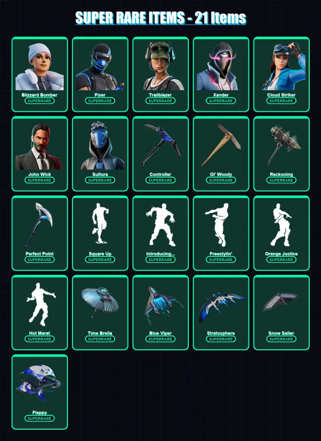 [PS4/PS5/XBOX/PC] | Blizzard Bomber | Fixer | Trailblazer | Xander | Cloud Striker | 248 skin | 291 pickaxe | 216 emote | 200 glider | Lv2819