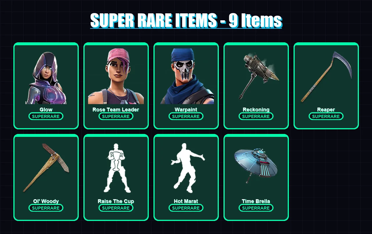 [PC/XBOX/PSN] | Glow | Rose Team Leader | Warpaint | Fade | Rox | 104 skin | 95 pickaxe | 89 emote | 88 glider | Lv1220 — Fortnite account
