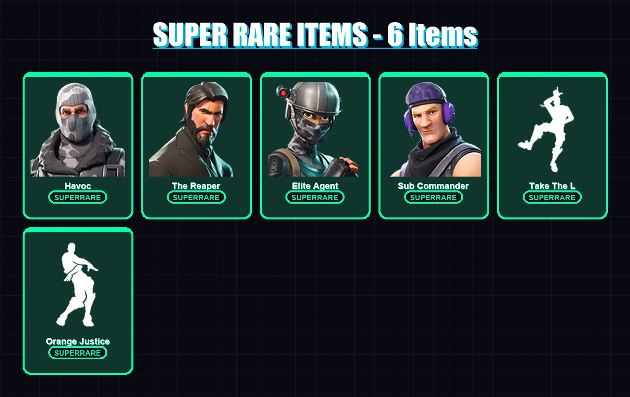 [PS4/PS5/XBOX/PC] | Havoc | The Reaper | Elite Agent | Sub Commander | Carbide | 23 skin | 51 pickaxe | 34 emote | 42 glider | Lv749