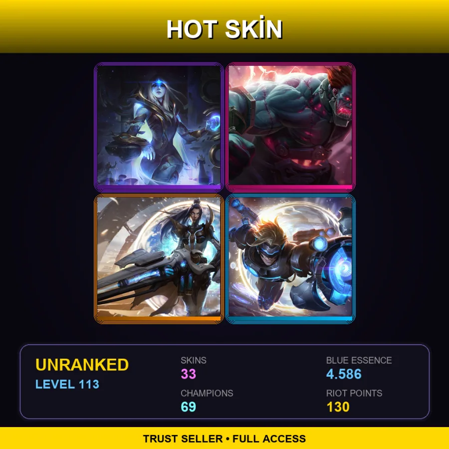 EUNE | Lv113 | Unranked | 33 Skin | 69 Champ — Pulsefire Caitlyn