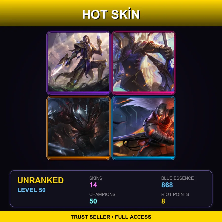 EUNE | Lv50 | Unranked | 14 Skin | 50 Champ