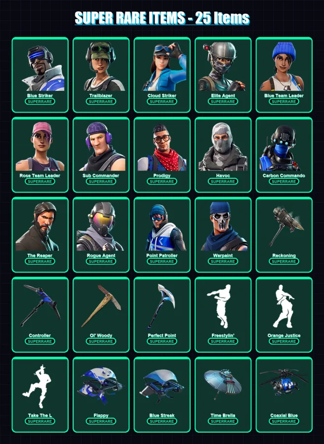 [PS4/PS5/PC] | Blue Striker | Trailblazer | Cloud Striker | Elite Agent | Blue Team Leader | 84 skin | 68 pickaxe | 81 emote | 76 glider | Lv877