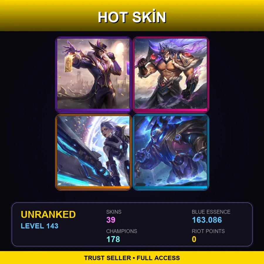 SG | Lv143 | Unranked | 39 Skin | 178 Champ — T1 Bard