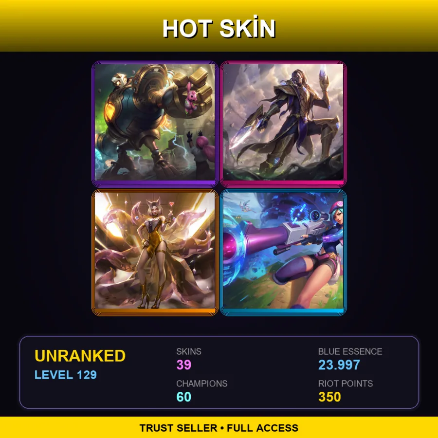 LAN | Lv129 | Unranked | 39 Skin | 60 Champ
