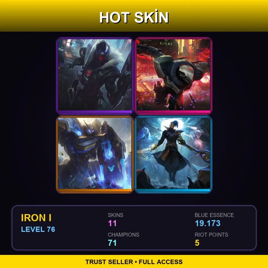 LAN | Lv76 | Iron I | 11 Skin | 71 Champ — LoL account
