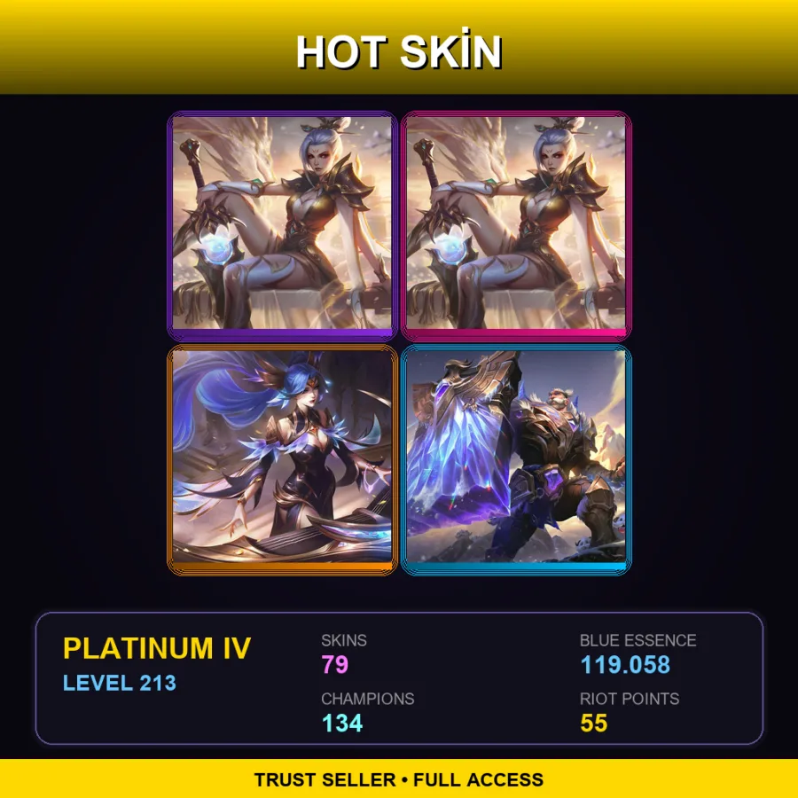 EUNE | Prestige Valiant Sword Riven (2022) | Prestige Valiant Sword Riven | Victorious Sona | 79 Skin | 134 Champ | Platinum IV | Lv213