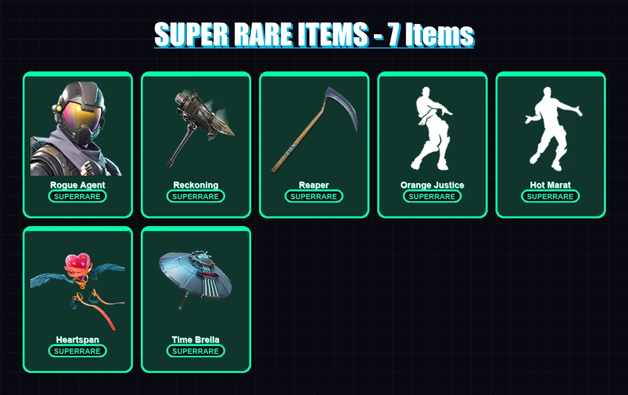 [PS4/PS5/XBOX/PC] | Rogue Agent | Fade | Carbide | Ultima Knight | Peter Griffin | 112 skin | 99 pickaxe | 108 emote | 103 glider | Lv1634