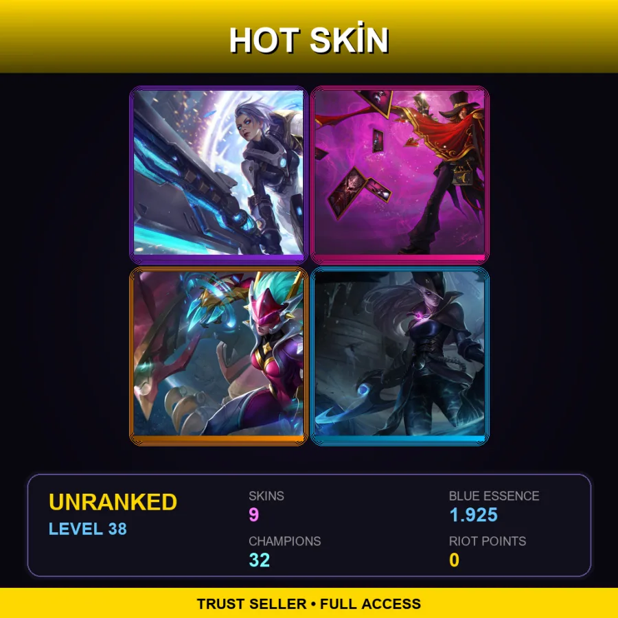 LAN | Lv38 | Unranked | 9 Skin | 32 Champ