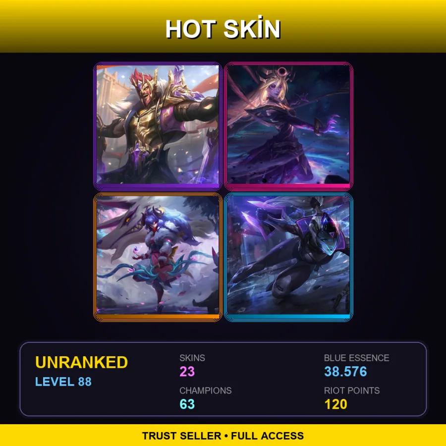 EUNE | Lv88 | Unranked | 23 Skin | 63 Champ — LoL account
