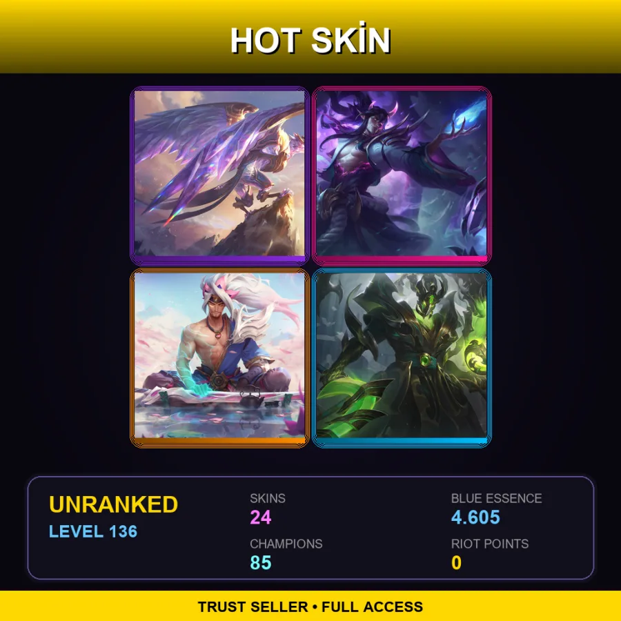 EUW | Lv136 | Unranked | 24 Skin | 85 Champ — LoL account
