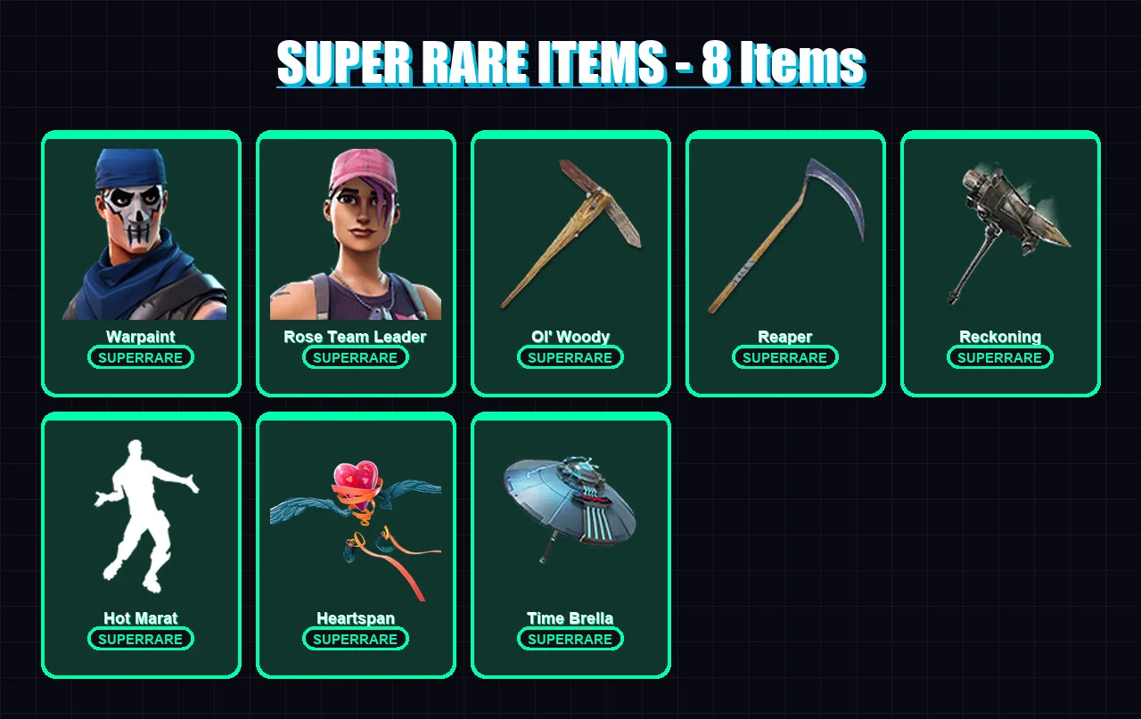 [PS4/PS5/XBOX/PC] | Warpaint | Rose Team Leader | Oblivion | Ruin | Luxe | 60 skin | 64 pickaxe | 54 emote | 71 glider | Lv945