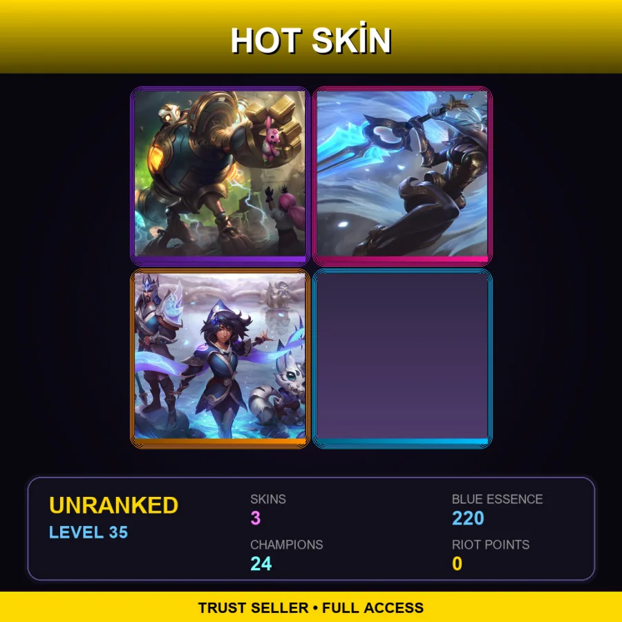 NA | Lv35 | Unranked | 3 Skin | 24 Champ — LoL account