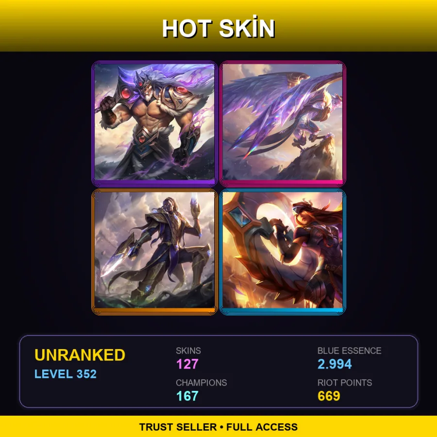EUW | Lv352 | Unranked | 127 Skin | 167 Champ