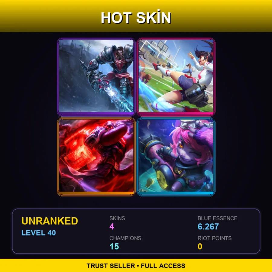 EUW | Lv40 | Unranked | 4 Skin | 15 Champ — LoL account