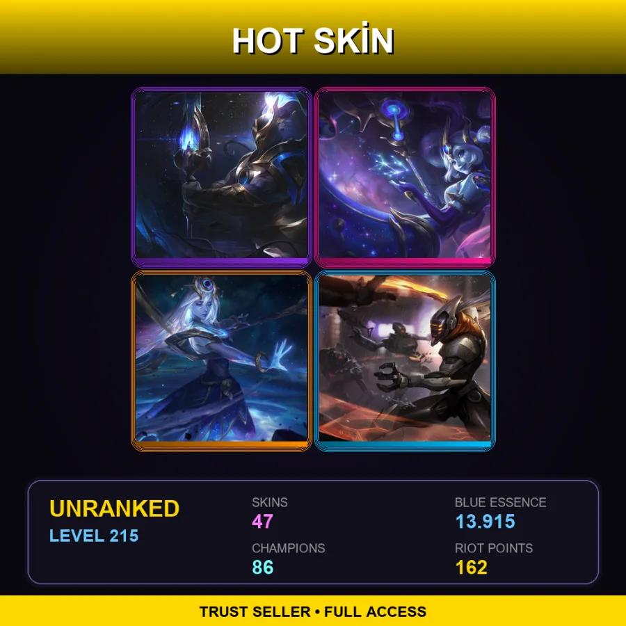 EUNE | Lv215 | Unranked | 47 Skin | 86 Champ