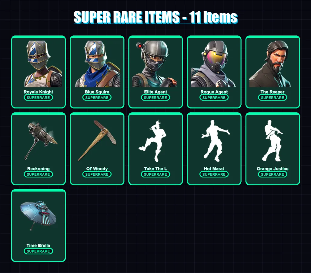 [PC/XBOX/PSN] | Royale Knight | Blue Squire | Elite Agent | Rogue Agent | The Reaper | 151 skin | 108 pickaxe | 121 emote | 102 glider | Lv1968