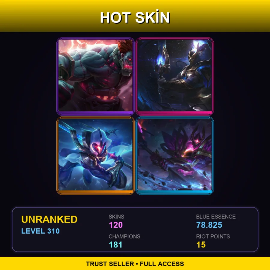 BR | Hextech Sion | Cosmic Defender Xin Zhao | Cosmic Blade Master Yi | Dark Star Mordekaiser | 120 Skin | 181 Champ | Lv310