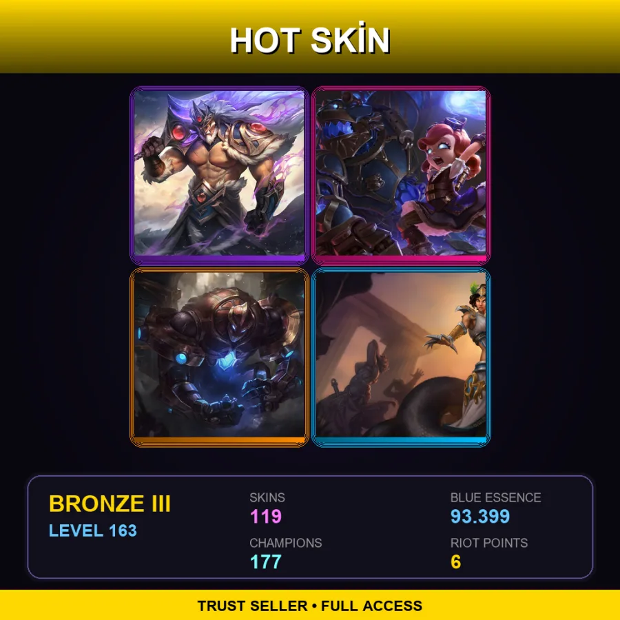 SG | Lv163 | Bronze III | 119 Skin | 177 Champ — LoL account