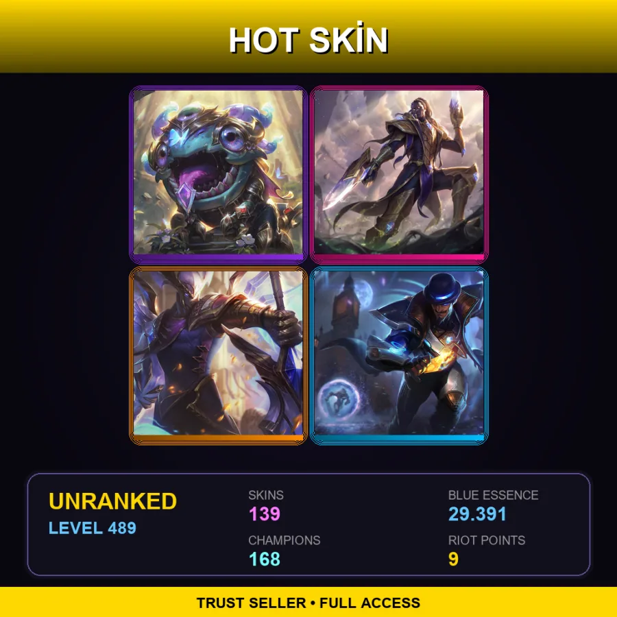 VN | Lv489 | Unranked | 139 Skin | 168 Champ