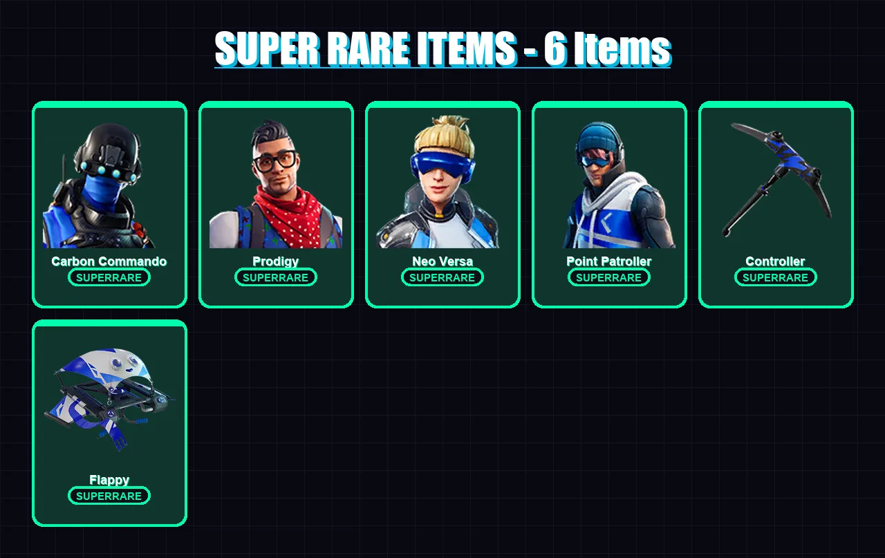 [PC/XBOX/PSN] | Carbon Commando | Prodigy | Neo Versa | Point Patroller | Ruin | 24 skin | 24 pickaxe | 28 emote | 29 glider | Lv348