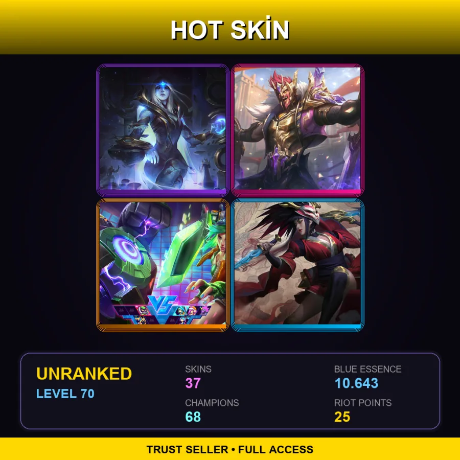 EUW | Lv70 | Unranked | 37 Skin | 68 Champ — LoL account