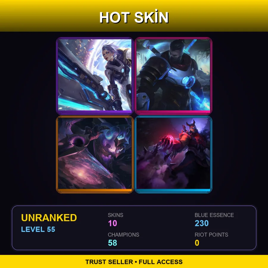 TR | Lv55 | Unranked | 10 Skin | 58 Champ