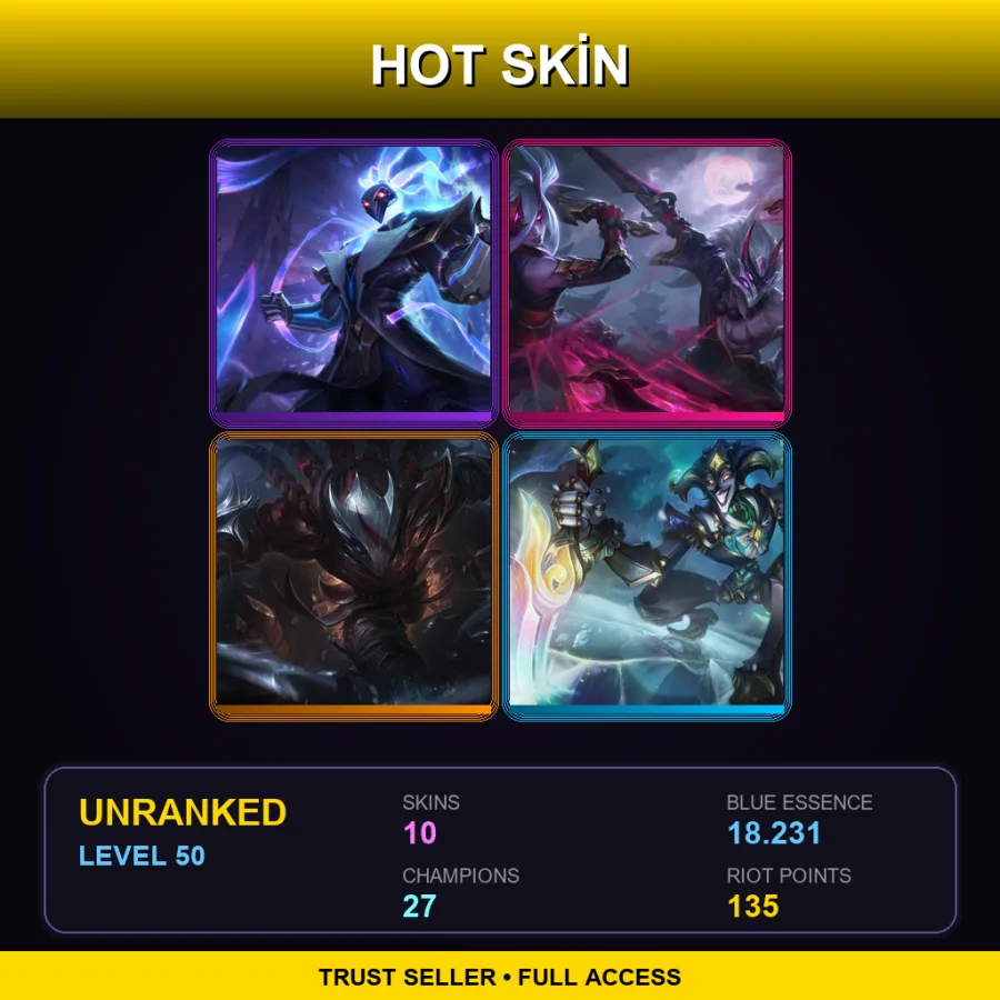 LAN | Lv50 | Unranked | 10 Skin | 27 Champ