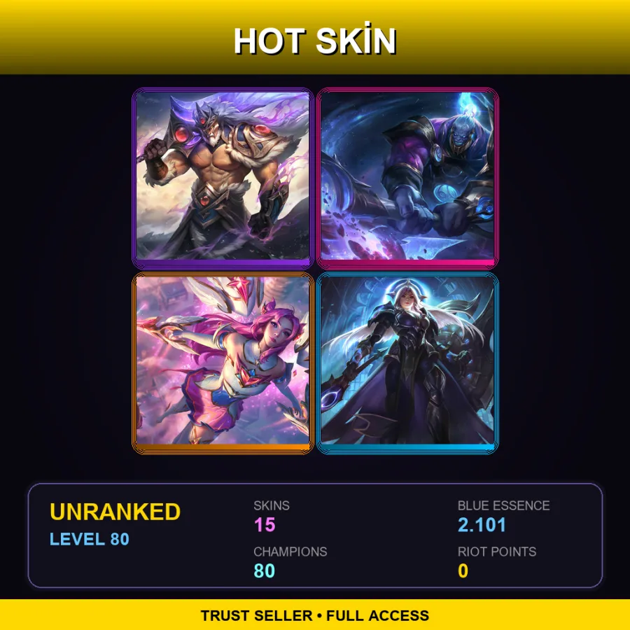 LAN | Lv80 | Unranked | 15 Skin | 80 Champ with Kalista