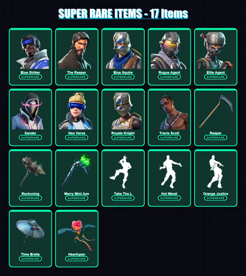 [PC/XBOX] | Blue Striker | The Reaper | Blue Squire | Rogue Agent | Elite Agent | 152 skin | 138 pickaxe | 147 emote | 132 glider | Lv2156 — Fortnite account