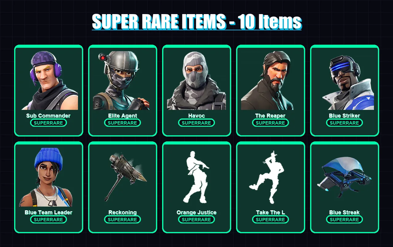 [PS4/PS5/XBOX/PC] | Sub Commander | Elite Agent | Havoc | The Reaper | Blue Striker | 34 skin | 38 pickaxe | 43 emote | 43 glider | Lv635 — Fortnite account
