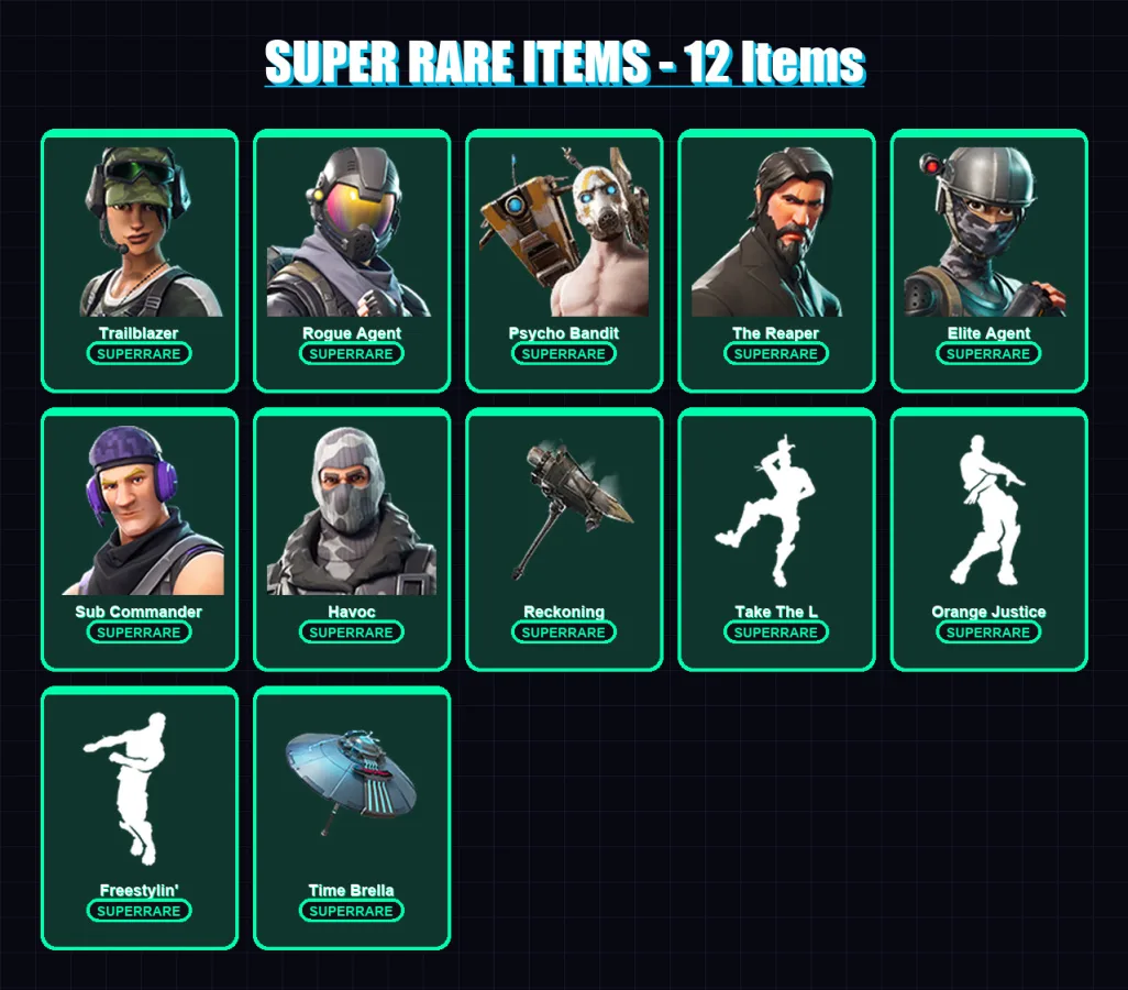 [PC/XBOX/PSN] | Trailblazer | Rogue Agent | Psycho Bandit | The Reaper | Elite Agent | 45 skin | 45 pickaxe | 46 emote | 43 glider | Lv545