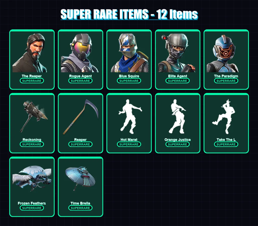 [PC/PSN] | The Reaper | Rogue Agent | Blue Squire | Elite Agent | The Paradigm | 114 skin | 121 pickaxe | 124 emote | 120 glider | Lv1851