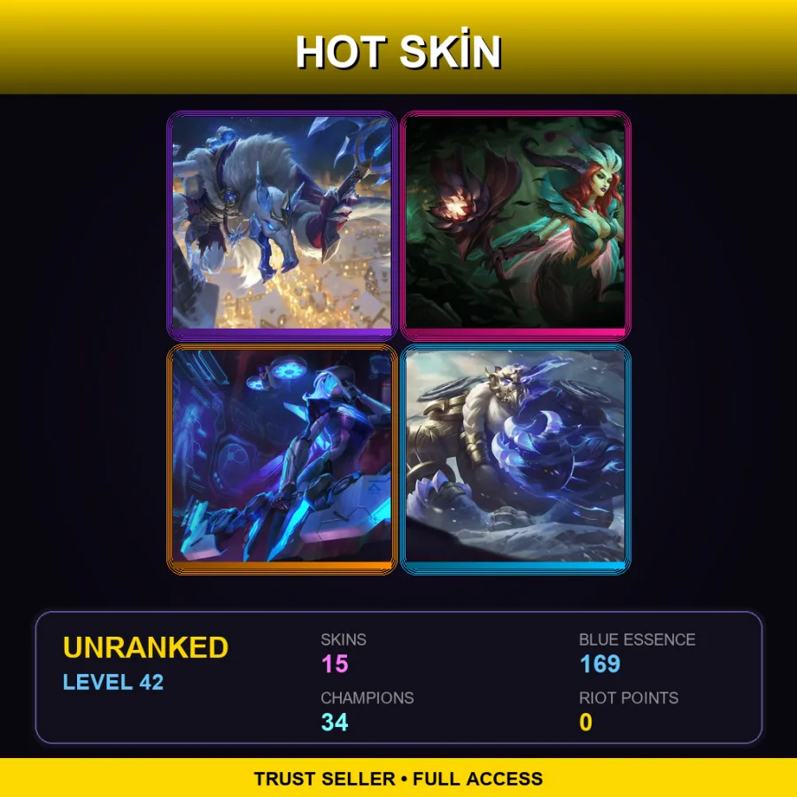 LAN | Lv42 | Unranked | 15 Skin | 34 Champ